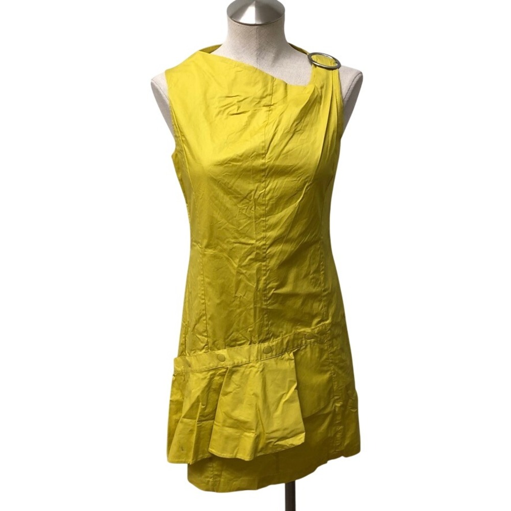3.1 Phillip Lim Dress Womens 2 Yellow Asymmetrical Ring Detail Sleeveless Mini